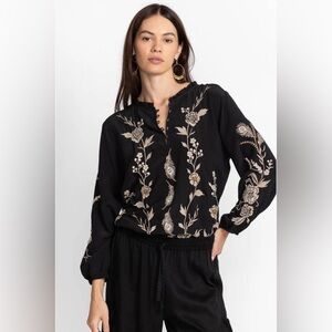 NWT Johnny Was Workshop Calipso Button Neck Field Blouse, Size Large